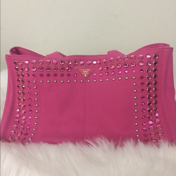 Authentic Prada Canapa Pink BijouxJewel Rhinestone - Picture 3 of 7